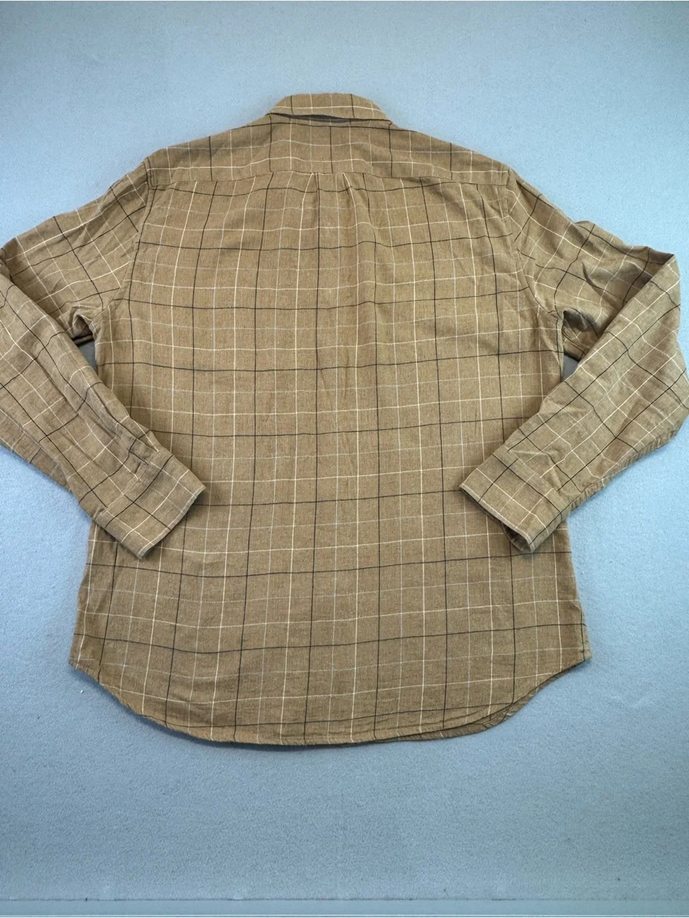 J. Crew Men’s Camel Brushed Twill Plaid Button-Down Shirt, Large